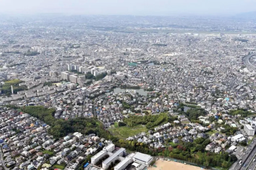 豊中市上空からの写真